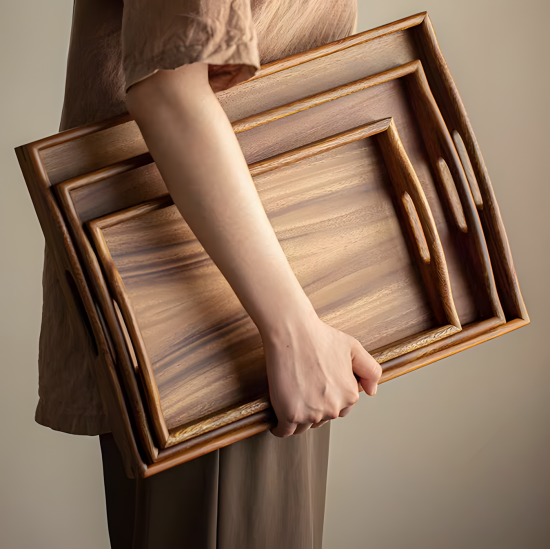 Wooden Tray Set 3 Pcs